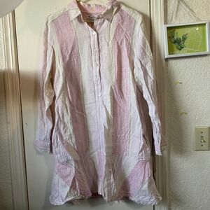 Tommy Bahama Ocean Reverie Shirt Dress M Striped Pink Yellow‎